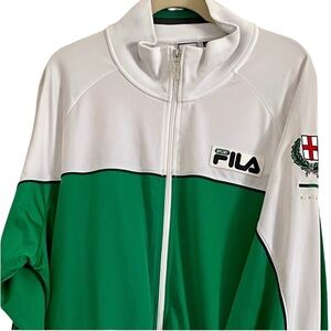 NWOT FILA Green and White ITALIA Zip Up Sweatshirt Jacket Men’s Size 2XL